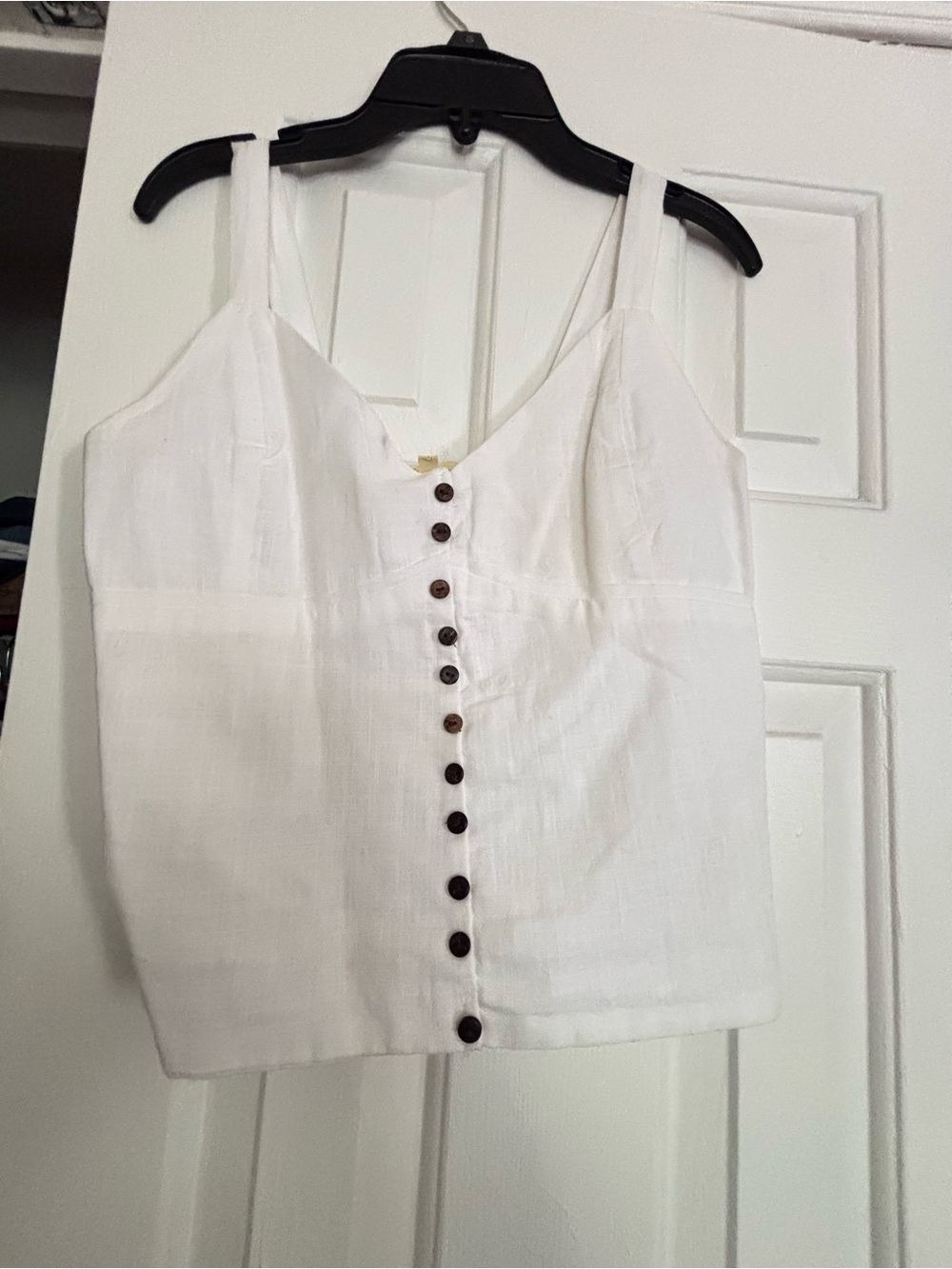White Button-Front Linen Cami Top size small